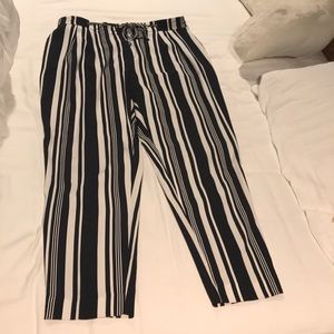 Zara white and black striped pants